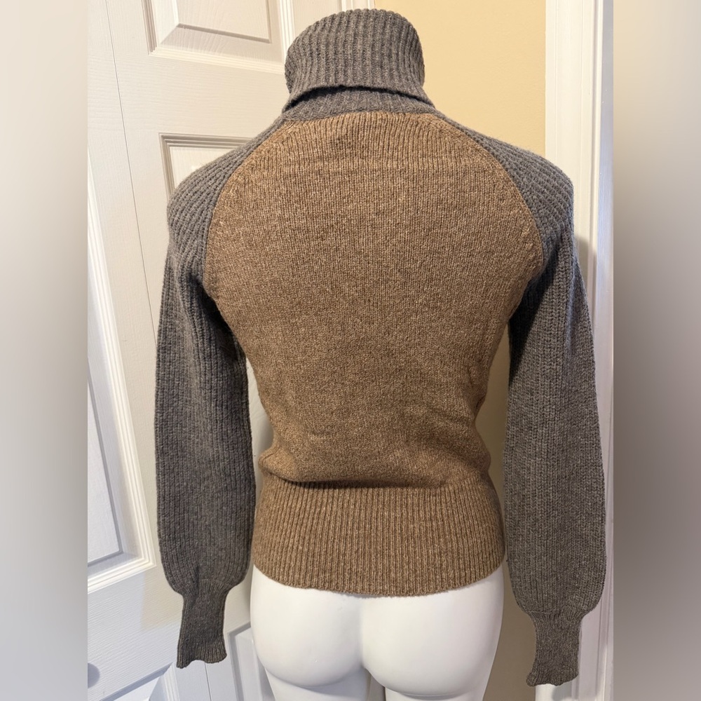 Tory Burch Brown and Gray Moreno Wool Blend Turtleneck Sweater, Size S - Picture 4 of 12